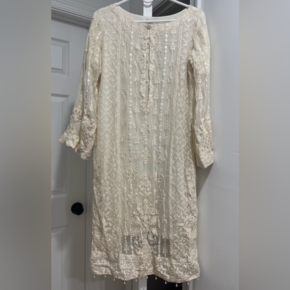Elegant Cream embroidered Lace Indian/pakistani wedding/special event dress
